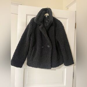 Time and Tru Black Faux Shearling Teddy Jacket